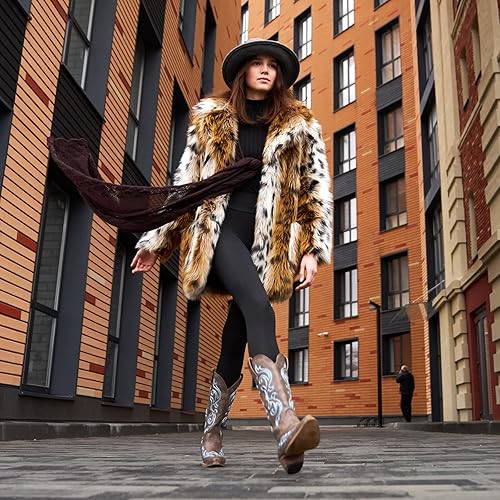 Miniatura 5 de HISEA Rollda - Botas vaqueras occidentales para mujer, botas vaqueras con tacón grueso, botas de media pantorrilla para mujer