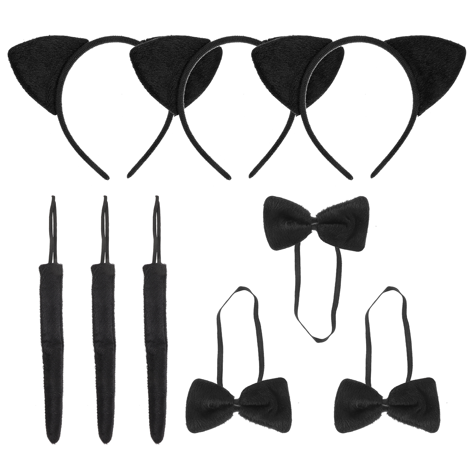 Lot De 4 Serre-têtes Oreilles De Chat Noir – Pour Femmes Et Filles – Halloween, Cosplay, Fêtes – Élastique Confortable