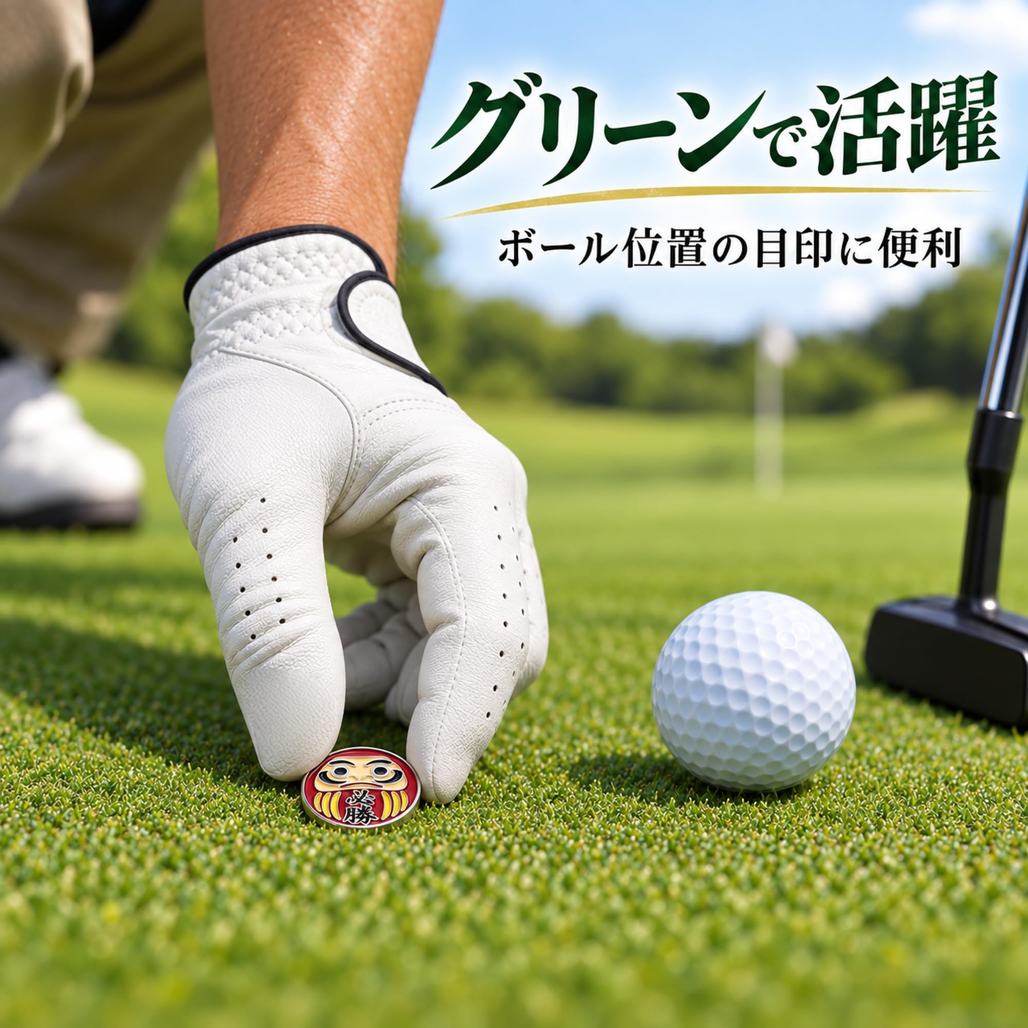 Amazon | ゴルフマーカー ハットクリップ付き マグネット だるま 必勝