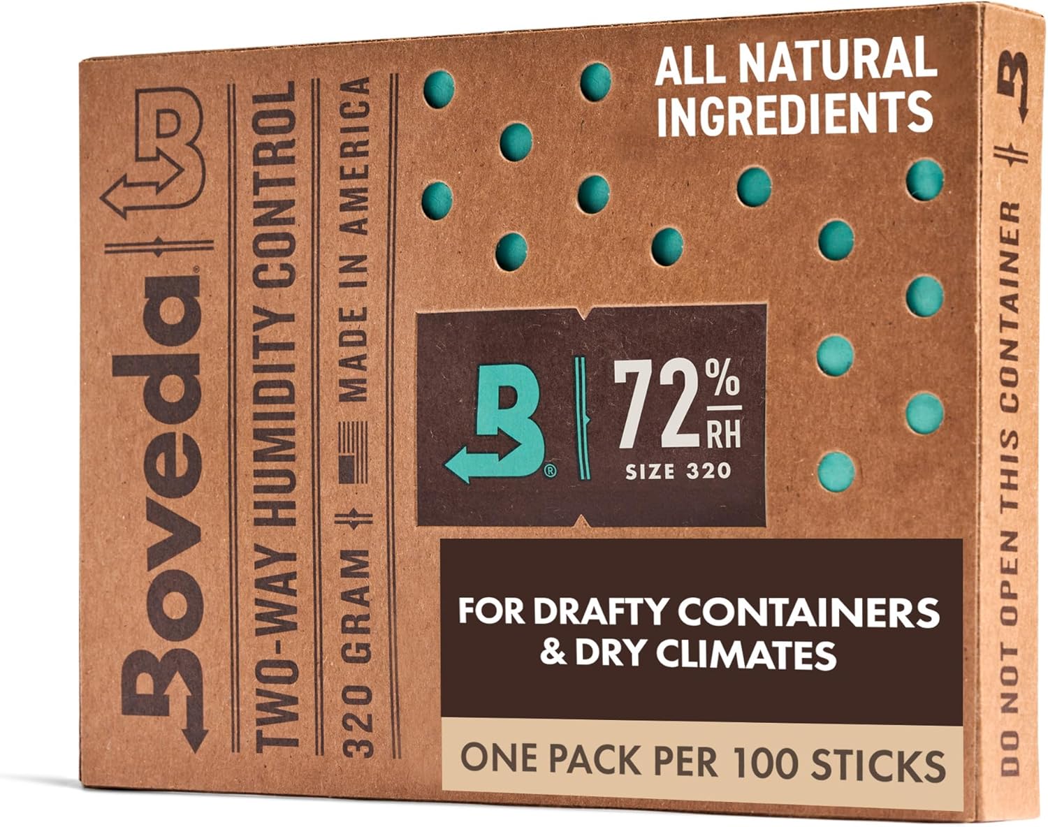 Boveda 72% Two-Way Humidity Control Pack For Large Wood Humidifier Boxes – Size 320 – Single – Moisture Absorber – Humidifier Pack – Individually Wrapped Hydration Packet B72 for Drafty Containers Large/Up to 100 Sticks (Single)