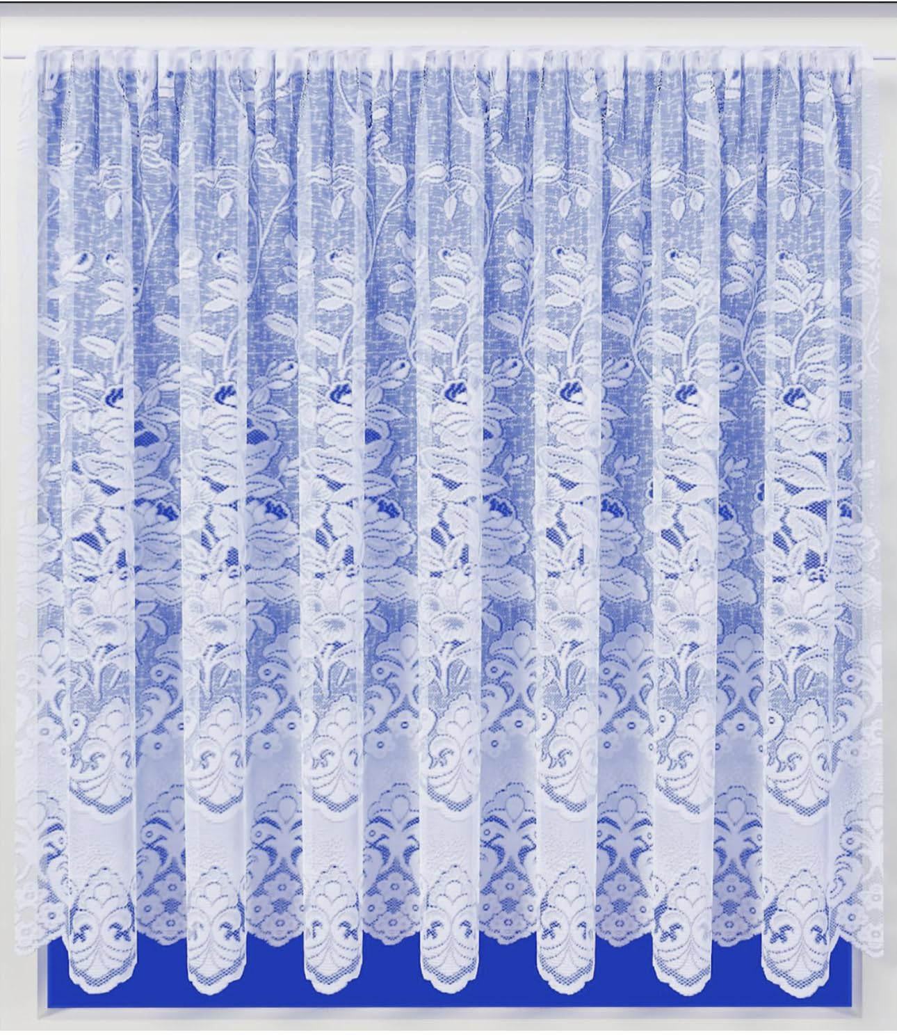 Nancy's Linens Ariana Heavy floral White Lace Net Curtain - Sold By Meter 60" (152cm)