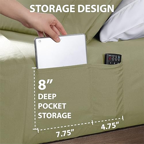 Miniatura 3 de Swift Home Smart Sheets - Juego de sábanas de microfibra cepillada ultrasuave, 3 piezas, sábana bajera con bolsillos laterales de almacenamiento,