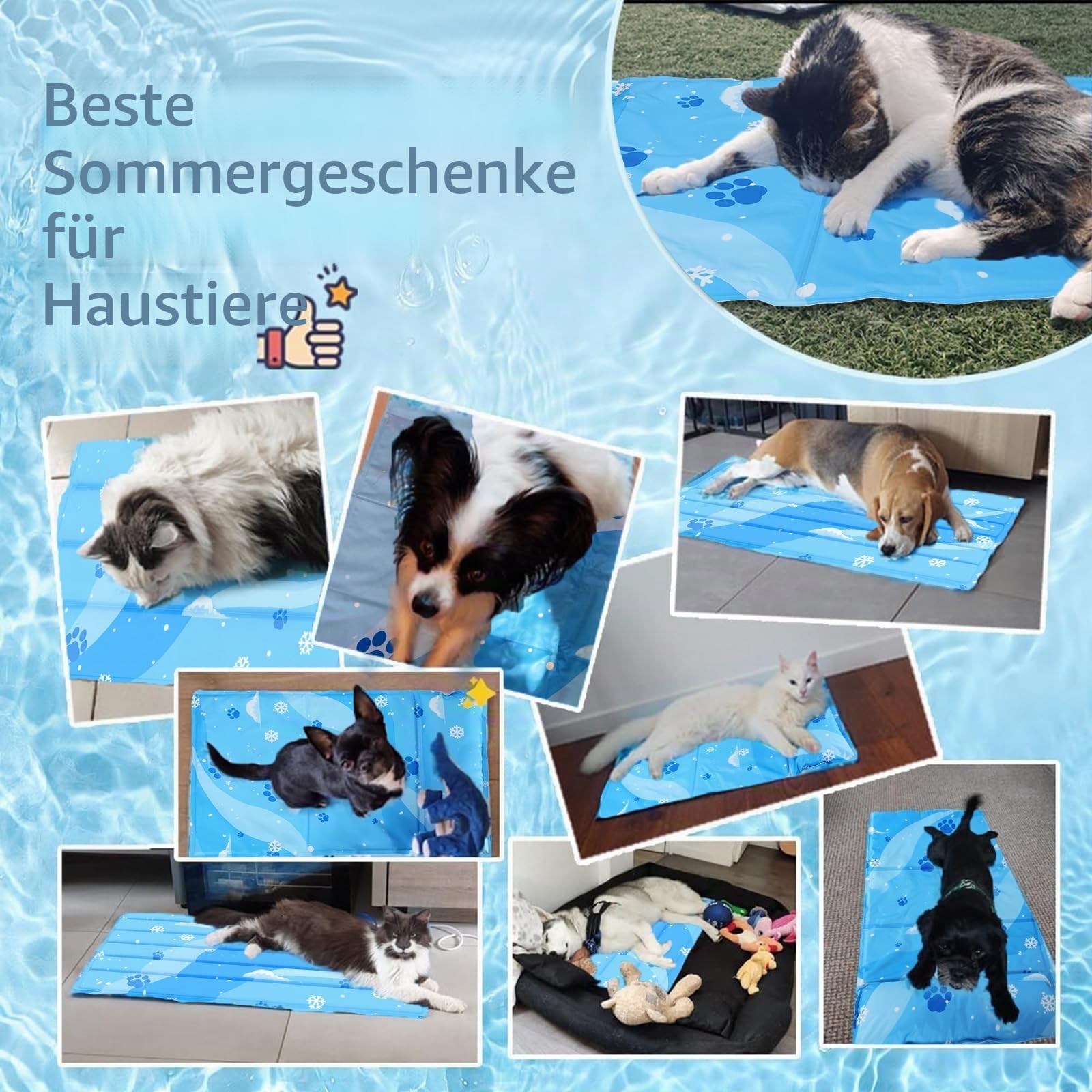 Kühlmatte für Hunde Katze, Selbstkühlend Kratzfest Kuhlmatte Groß mit Ungiftigem Gel, langlebige Tierkühlmatte für den Sommer