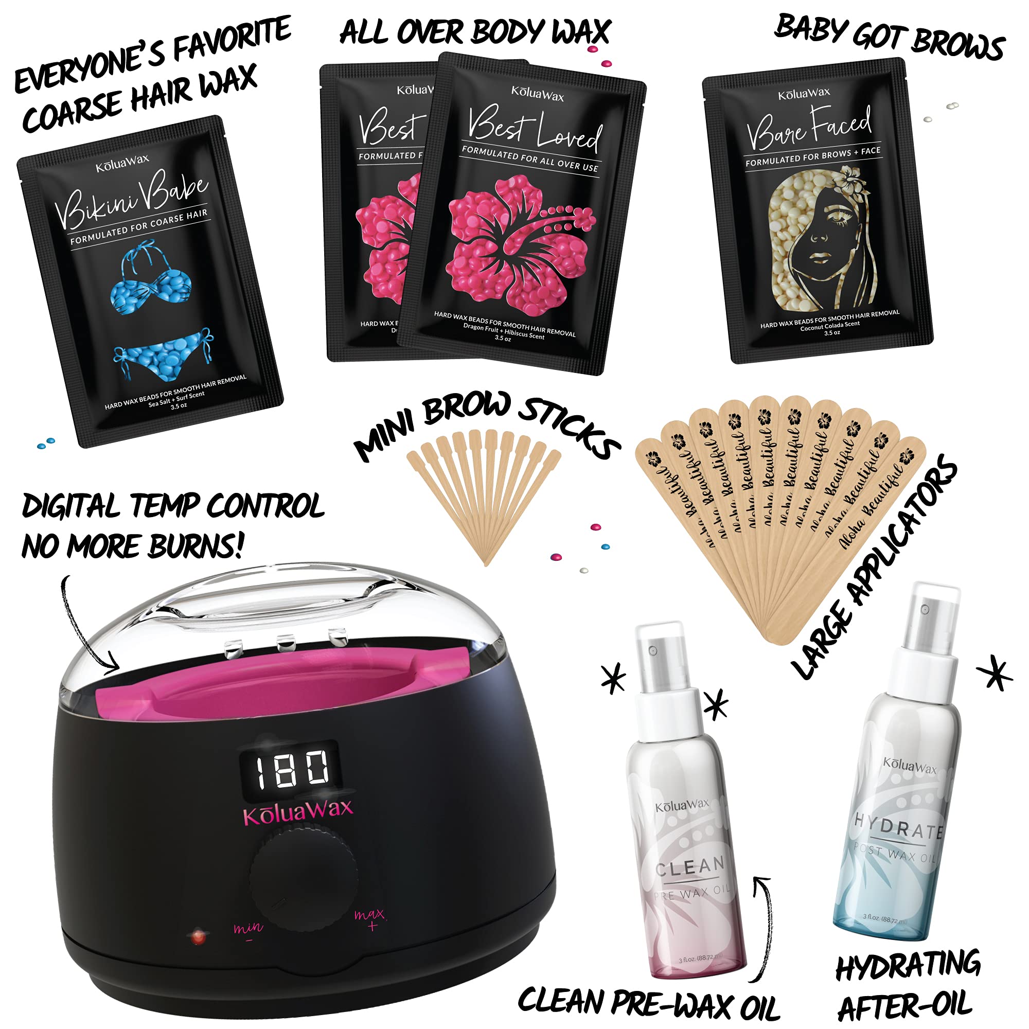 Buy Waxing Kit Wax Warmer Hair Removal with Hard Wax Beans. KoluaWax