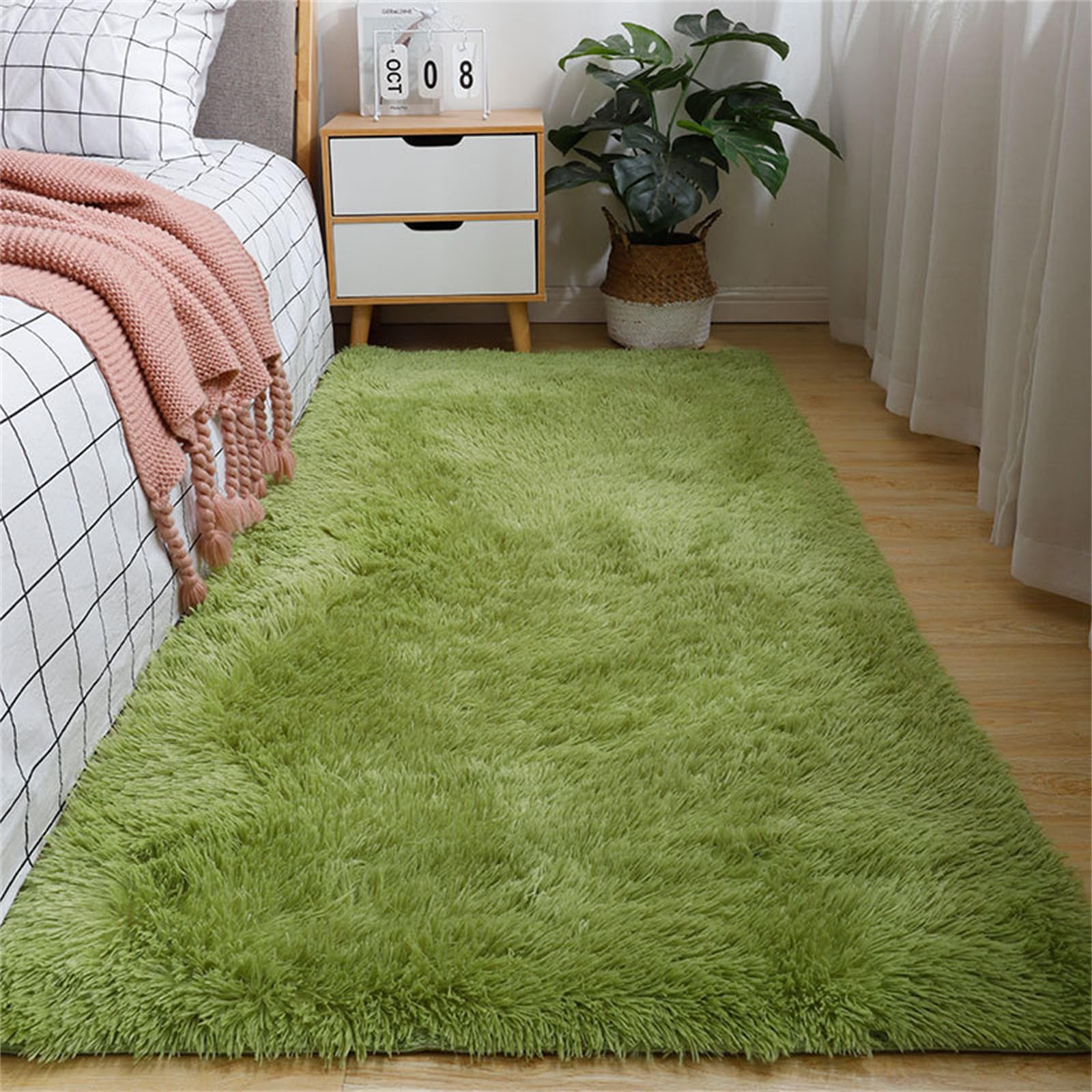 Highdi Tapis de Salon à Poils Longs Tapis Doux et Moelleux Grand Tapis Tapis de Chambre Antidérapant Confortable Tapis Shaggy Couleur Unie pour Chambre, Salon Couloir Nordic (50x80cm,Bleu