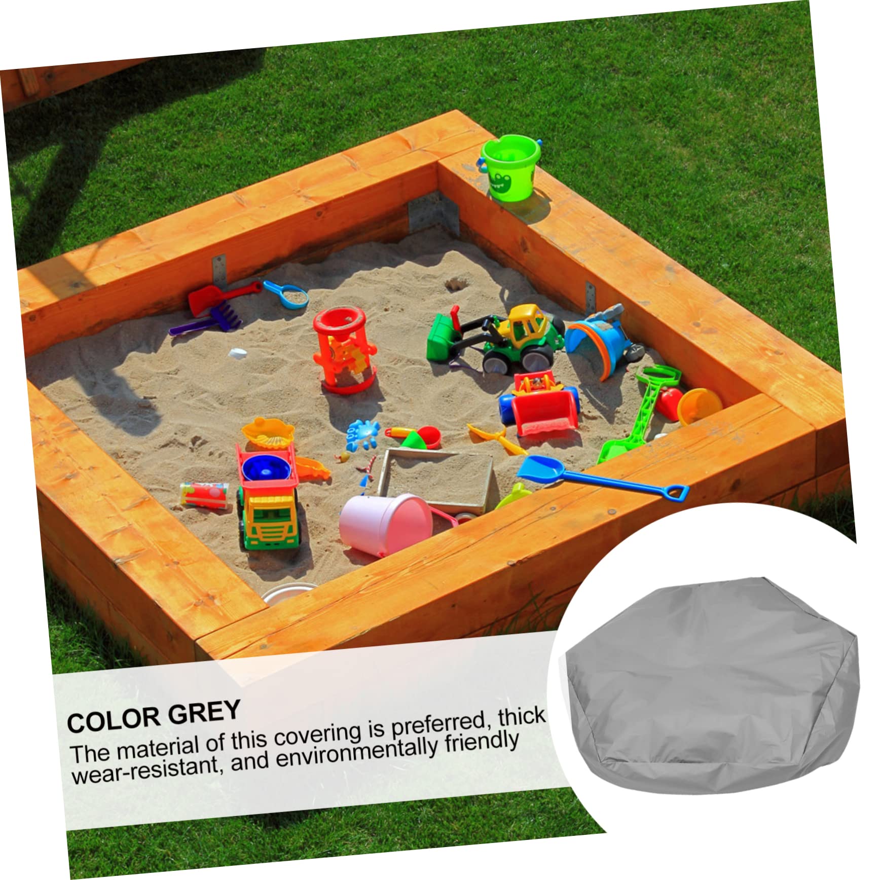 Grey Sandpit Cover Sandbox Cover Waterproof Oxford Cloth Hexagon Sandpit Protector Keep Sand and Toys Away Rain 140x110x20cm