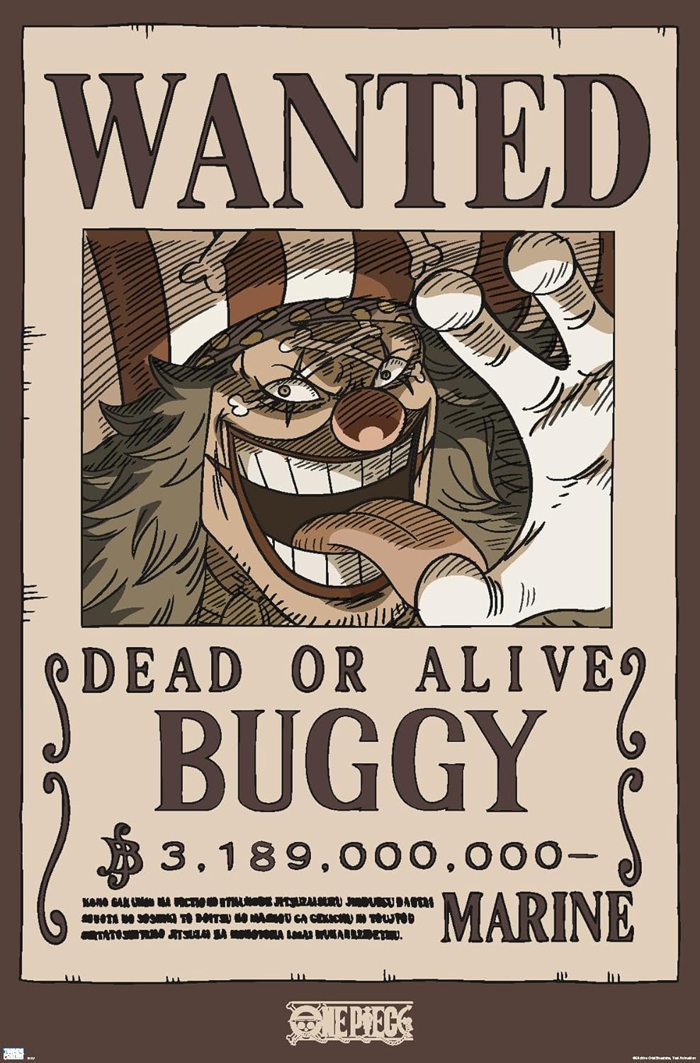 Amazon.com: One Piece - Buggy Wanted Poster Wall Poster, 22.4L