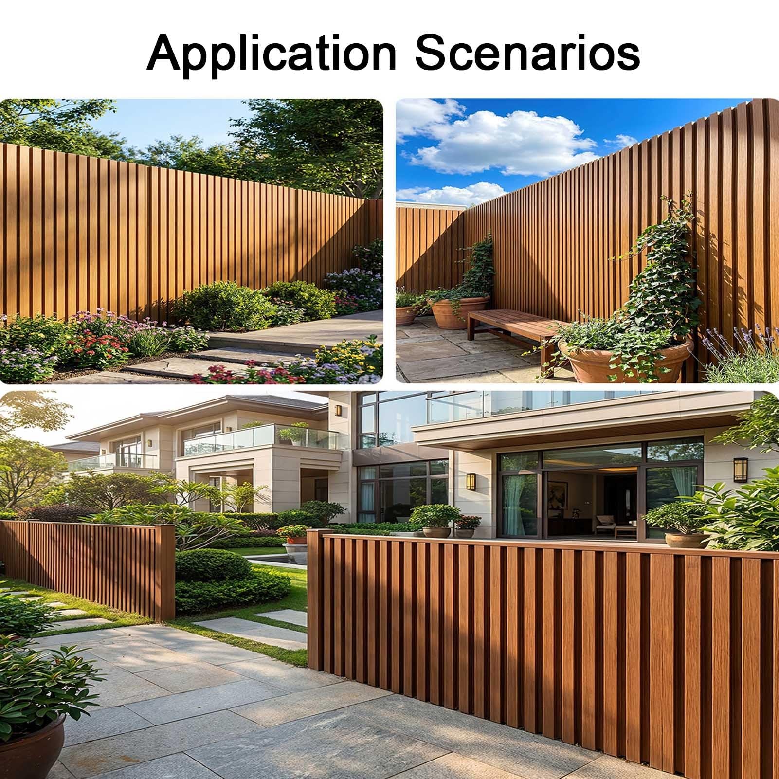Paneles de valla de privacidad para exteriores, madera compuesta entrelazada sin herramientas, revestimiento impermeable antideformación para uso en jardín y patio