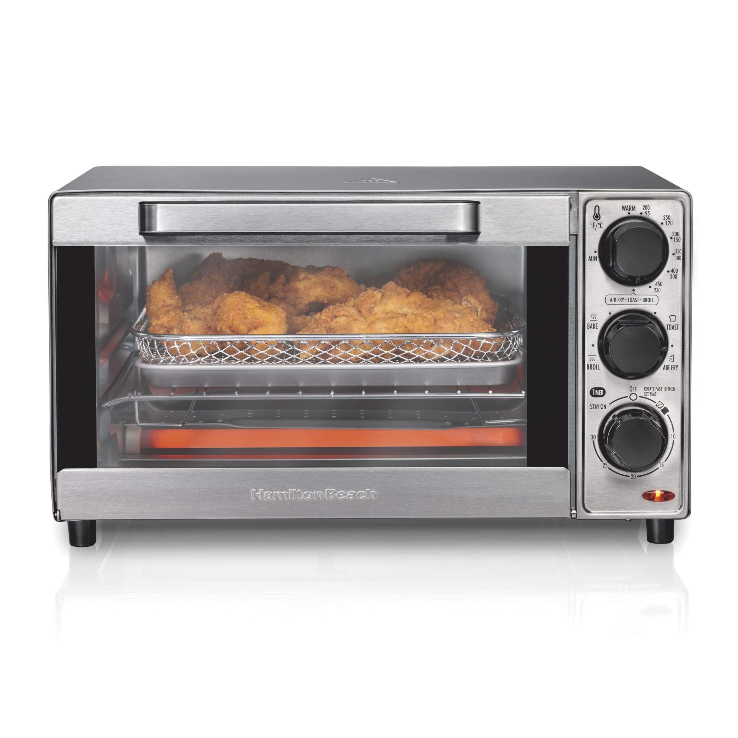 Hamilton Beach Sure-Crisp Air Fryer Toaster Oven Combo, Fits 9” Pizza, 4 Slice Capacity, Powerful Circulation, Auto Shutoff, Stainless Steel (31403)