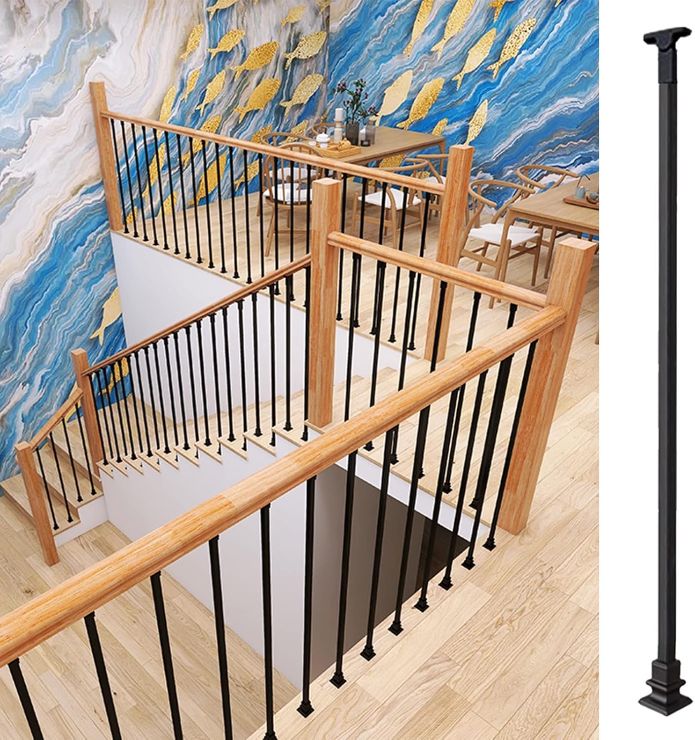 Amazon.co.jp 手すり てすり 手摺 デッキ手すりの手すり子スピンドル黒, モダンな錬鉄の手すり子のポスト セット、靴、 ポーチ