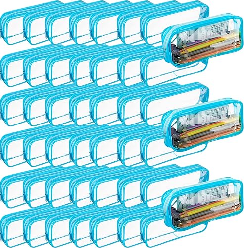 Miniatura 1 de Fainne Estuche transparente para lápices de gran capacidad, transparente, de gran capacidad, bolsa de PVC con cremallera grande, bolsa de plástico