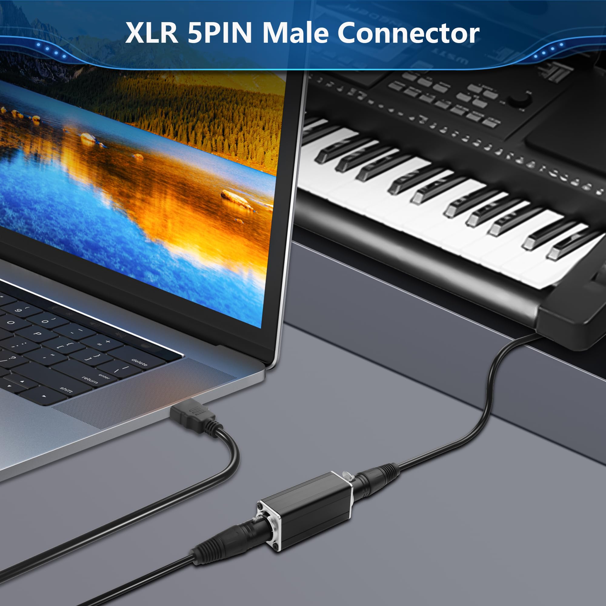 CERRXIAN 5pin XLR Male Adapter,XLR 5PIN Male to Female Gender Changer Connector for Microphone,Studio,Home or Stage Use,Black - Image 3