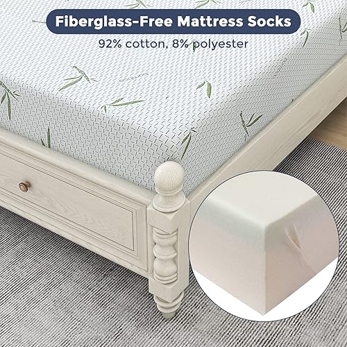 Miniatura 6 de IULULU Colchón de tamaño matrimonial, colchón de espuma viscoelástica de gel de 6 pulgadas en una caja, colchón de bambú para cama de té verde,