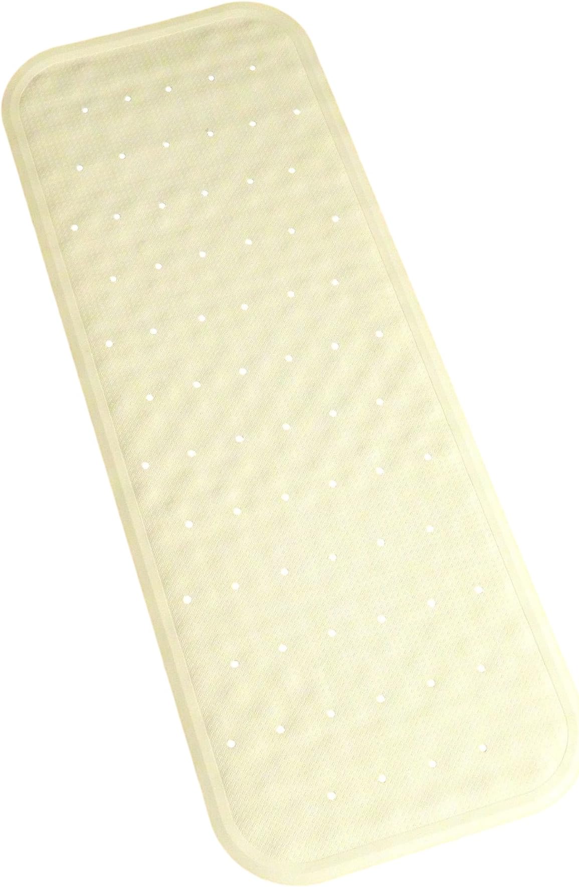 Bath Mat - Non-Slip Natural Rubber – PVC FREE – Extra Long Bath Mat – Safe Secure Non Skid Surface for Baby, Kids and Elderly - Choose from White, Blue, Green and Natural