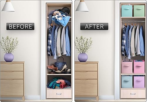 Miniatura 7 de Sorbus Cubos de almacenamiento de tela, 6 contenedores plegables para organizar despensa, cubículos, caja de juguetes, organizador de ropa y