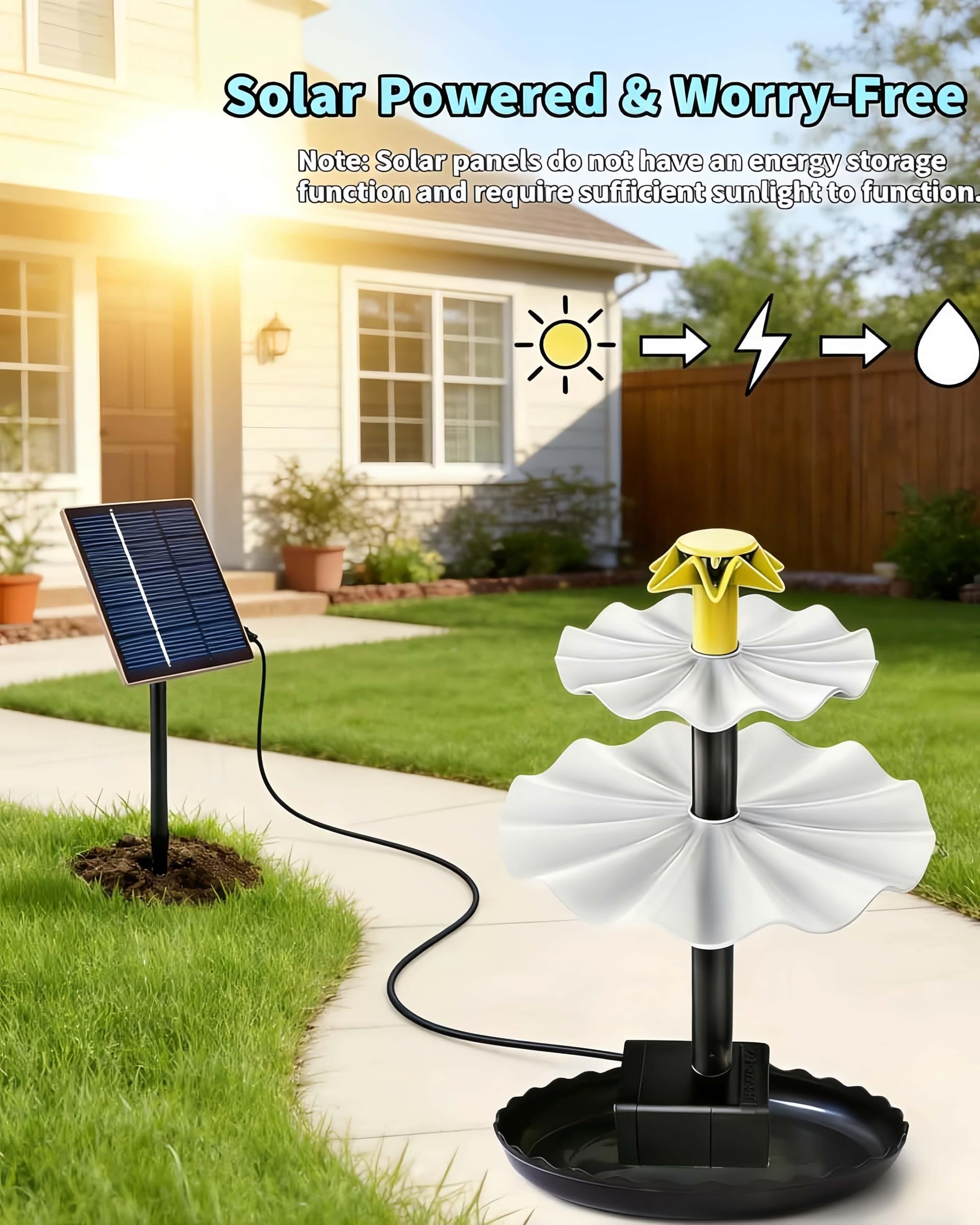 Fontana solare sospesa per uccelli, abbeveratoio e mangiatoia a cascata,decorazione da giardino resistente alle intemperie,facile da appendere,attrae uccelli e farfalle per giardino,cortile (BBB)