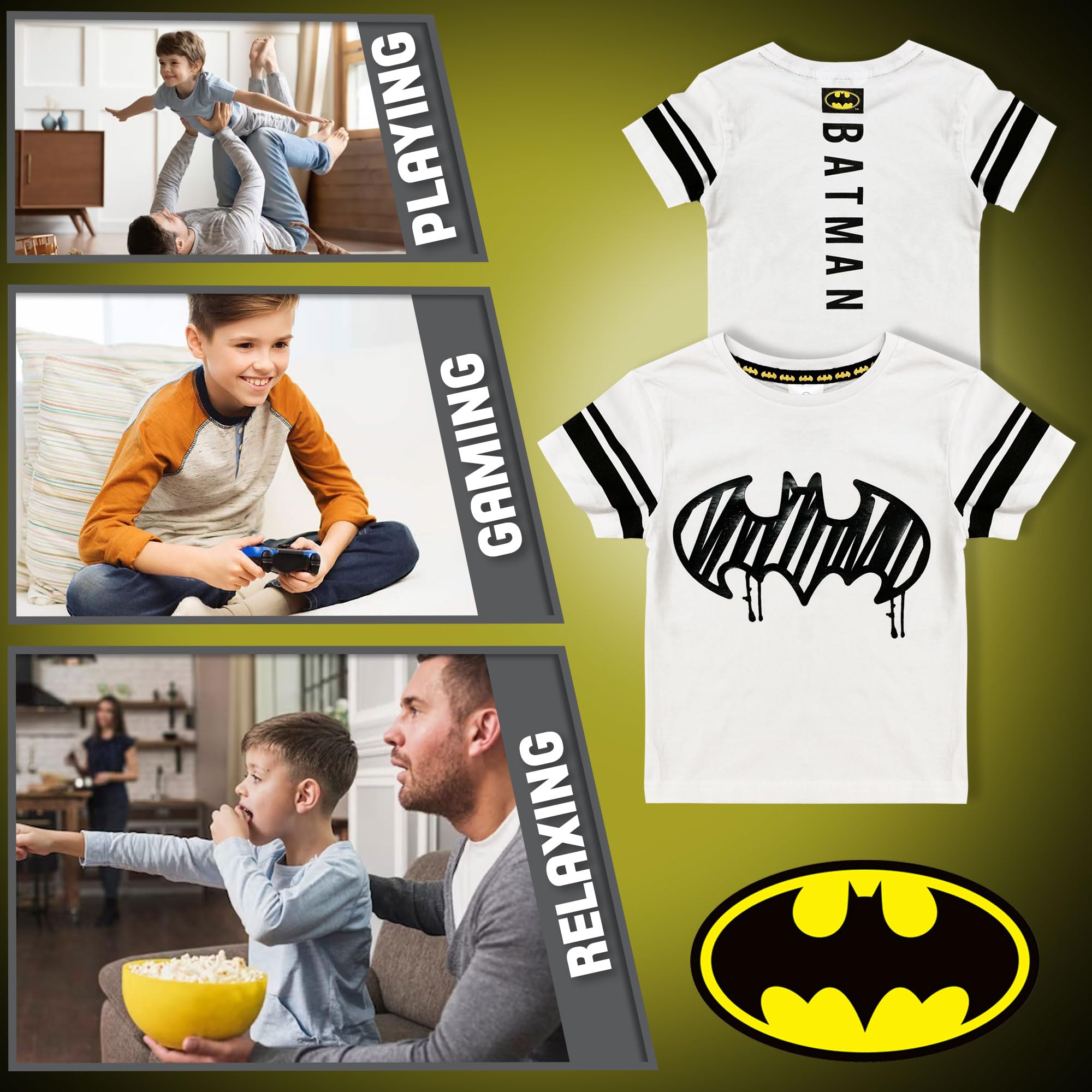 T-Shirt Batman Maglia Bambino Mezze Maniche in Cotone Maglietta Bimbo 6183