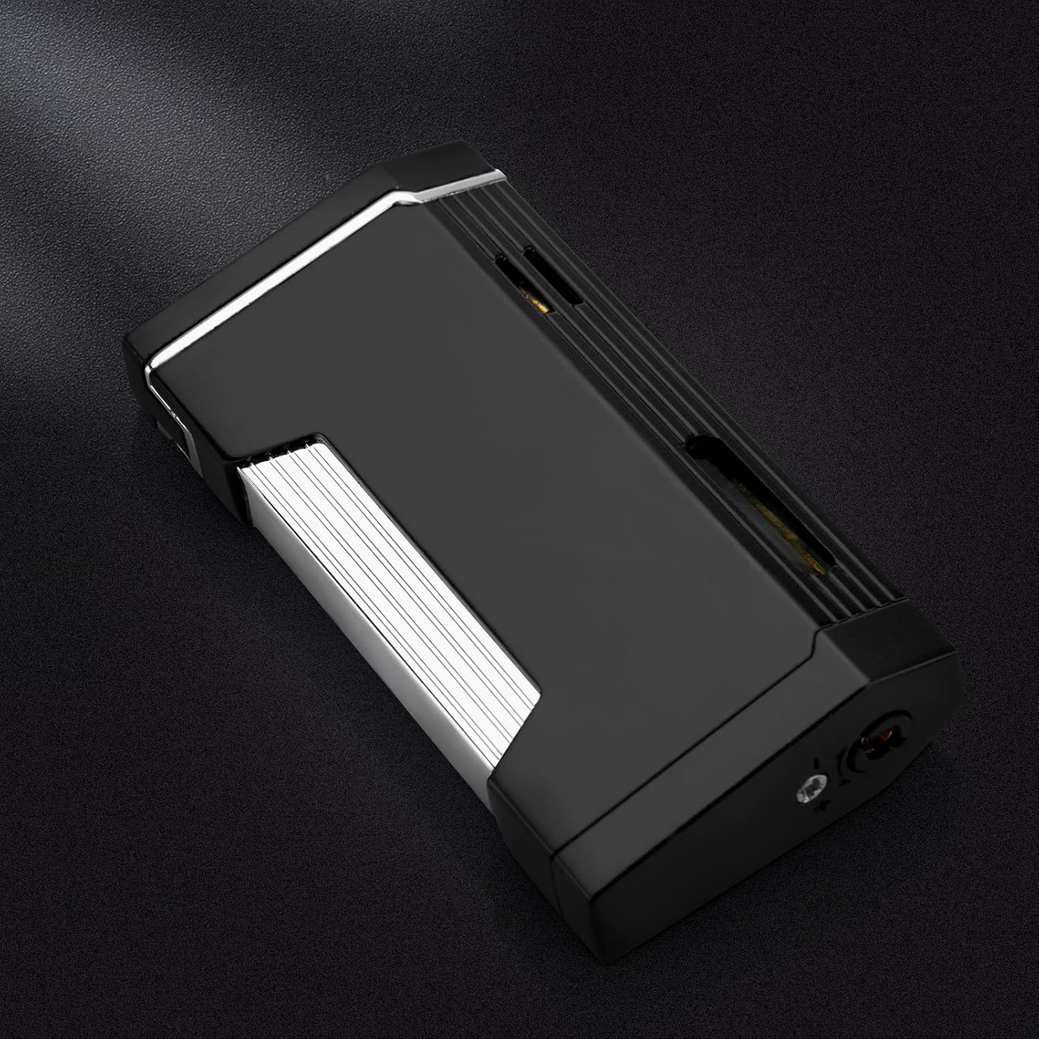 PILOTDIARY Torch Butane Lighter, Double Jet Flame Refillable Windproof Automatic flip Cap Mini Lighter Father’s Gift Butane NOT Included Black