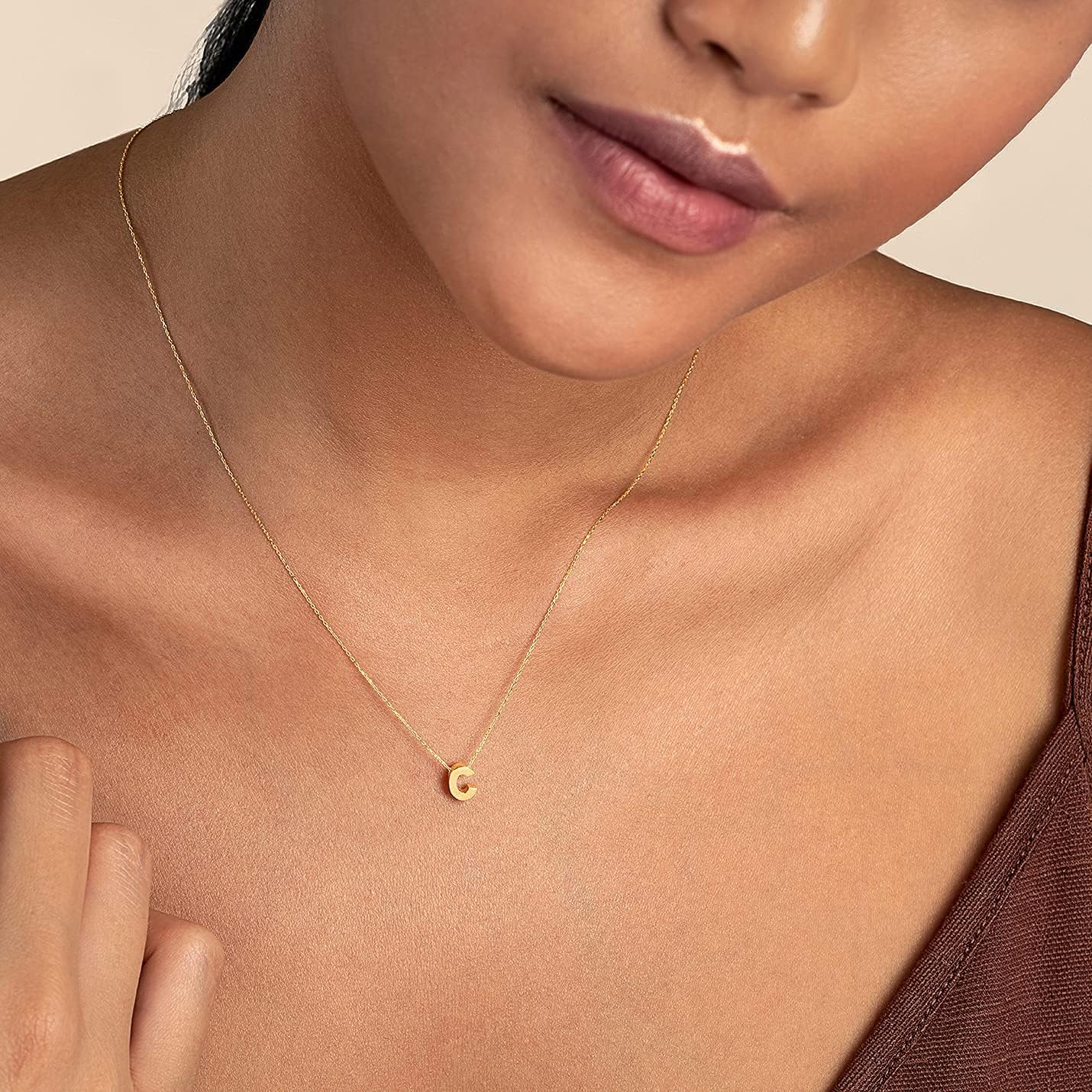 Gelin 14K Solid Gold Initial Necklace for Women (A to Z All Letters)