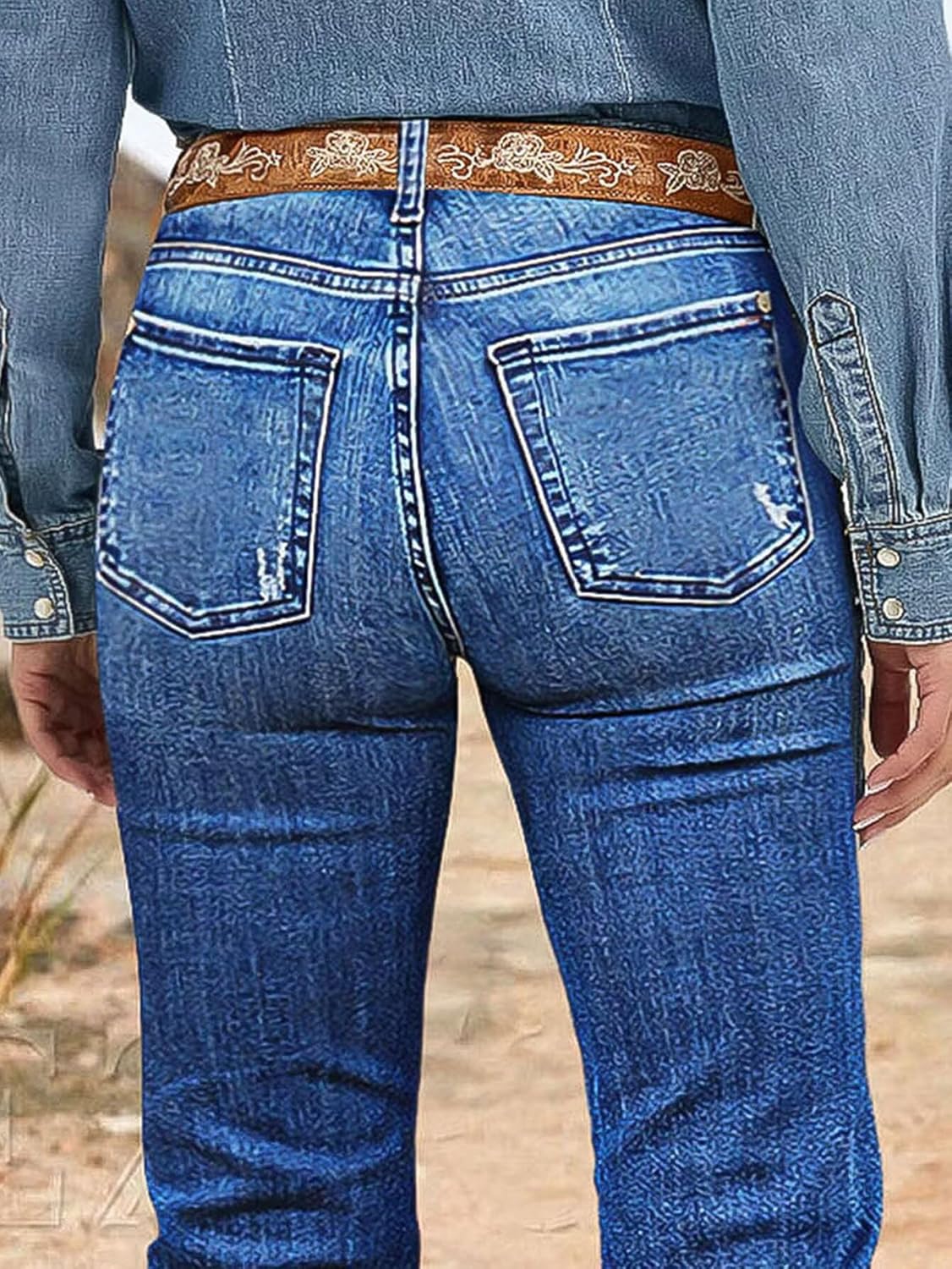 Flamingals Boot Cut Jeans for Women Trendy Stretch Jeans Butt Lifting Tummy Control Denim Pants - Image 3