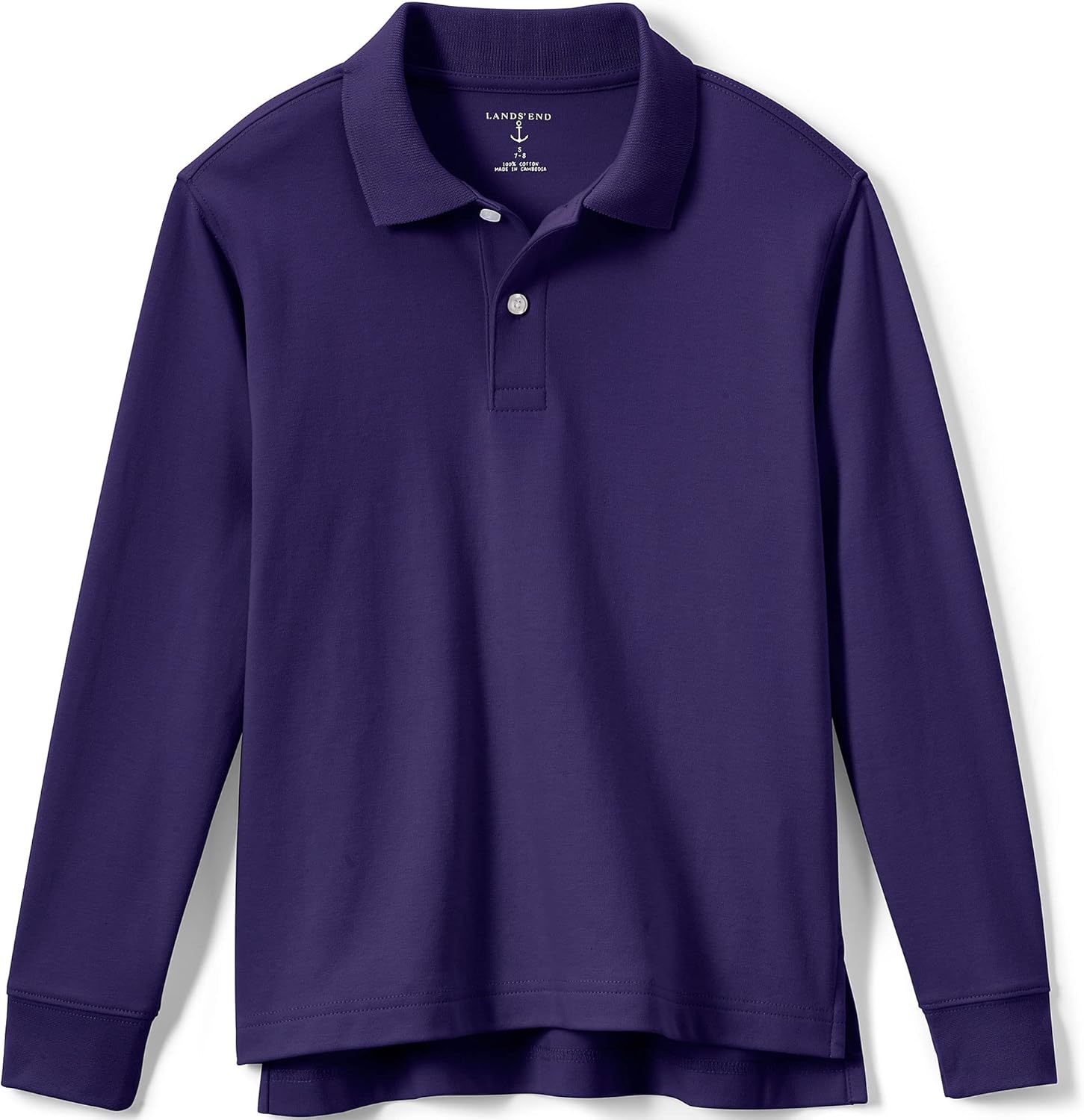 Lands’ End School Uniform Kids Long Sleeve Interlock Polo Shirt Small Deep Purple Lands’ End School Uniform Kids Long Sleeve Interlock Polo Shirt Small Deep Purple