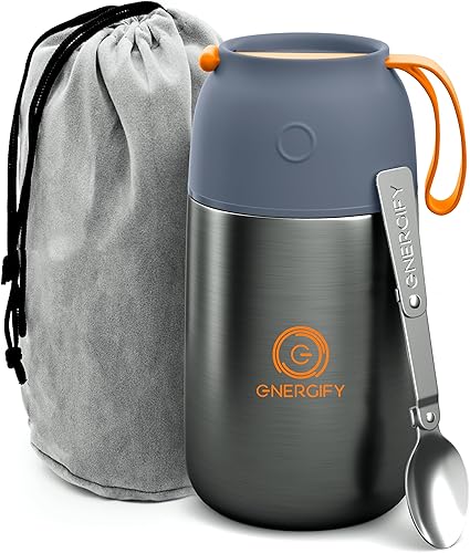 Energify - Termo en forma de tarro de acero inoxidable con aislamiento térmico al vacío, recipiente para sopa y almuerzo