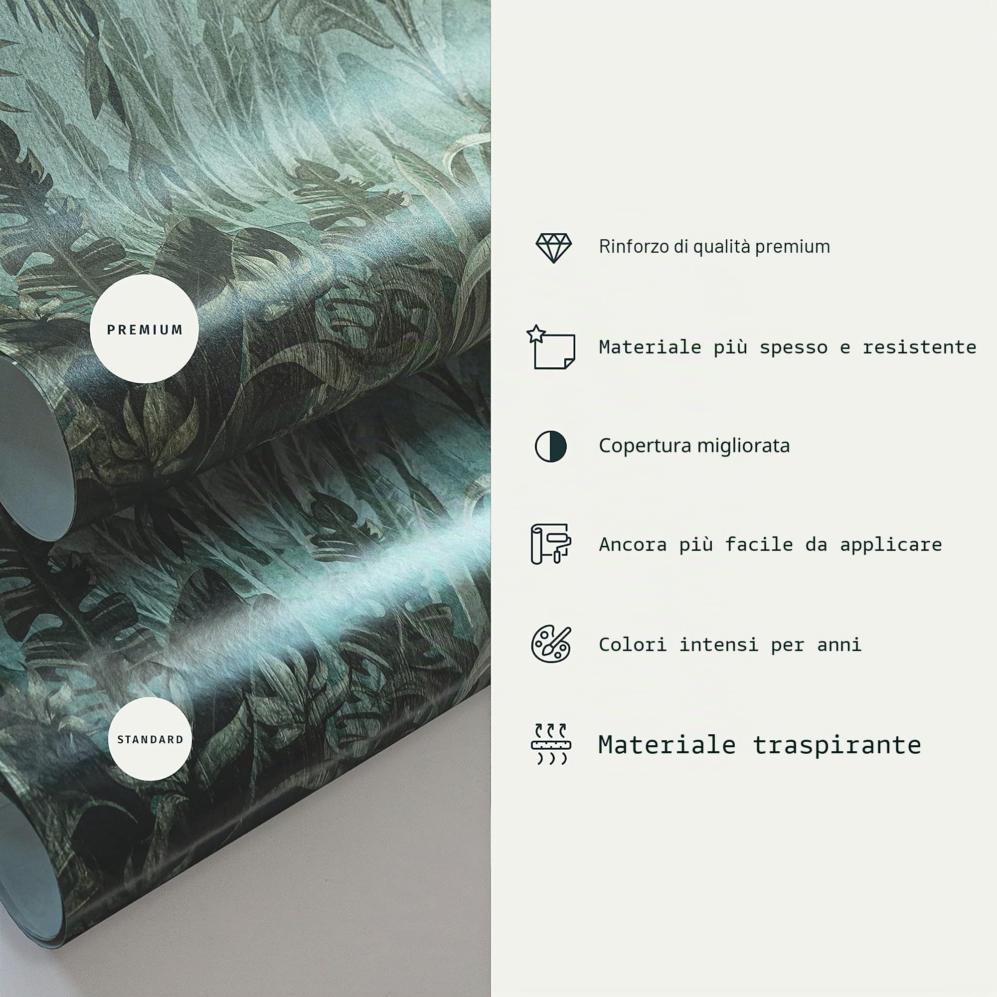 murando - Carta da Parati Moderna Spessa per Soggiorno, Foglie, 400x280 cm | Fotomurali in TNT, Spessore Maggiore, Decorazione da Muro XXL, Poster Giganti da Parete, Tropicali, Produzione Europea