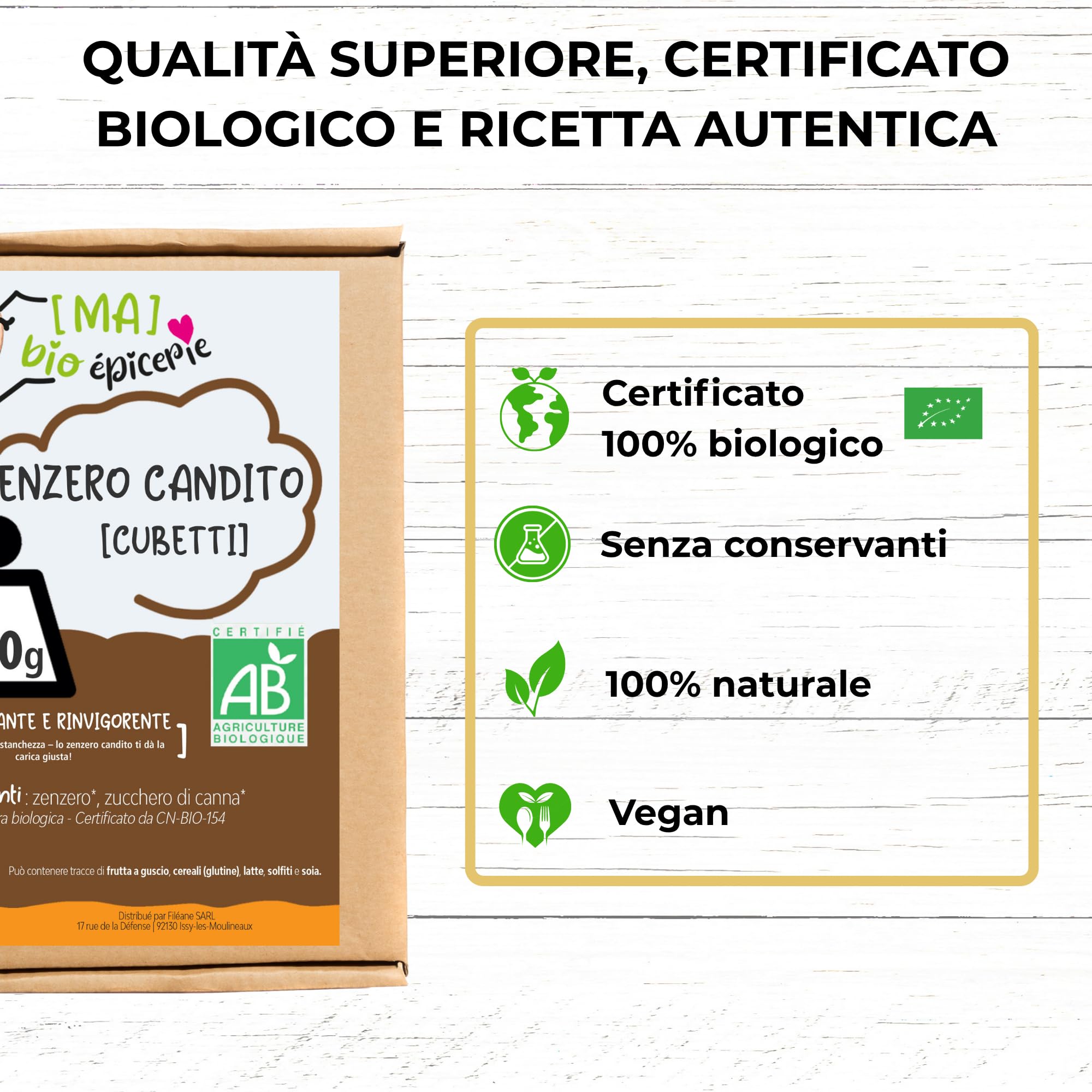 MA bio-épicerie - Zenzero Candito Bio in Cubetti 870 g - Zenzero Disidratato Sfuso Senza Conservanti - Formato Versatile per Cucina e Pasticceria