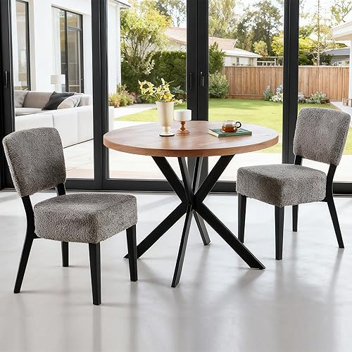 Miniatura 2 de Juego de 2 sillas de comedor apilables, sillas auxiliares de cocina tapizadas de tela moderna, silla de comedor moderna de mediados de siglo con