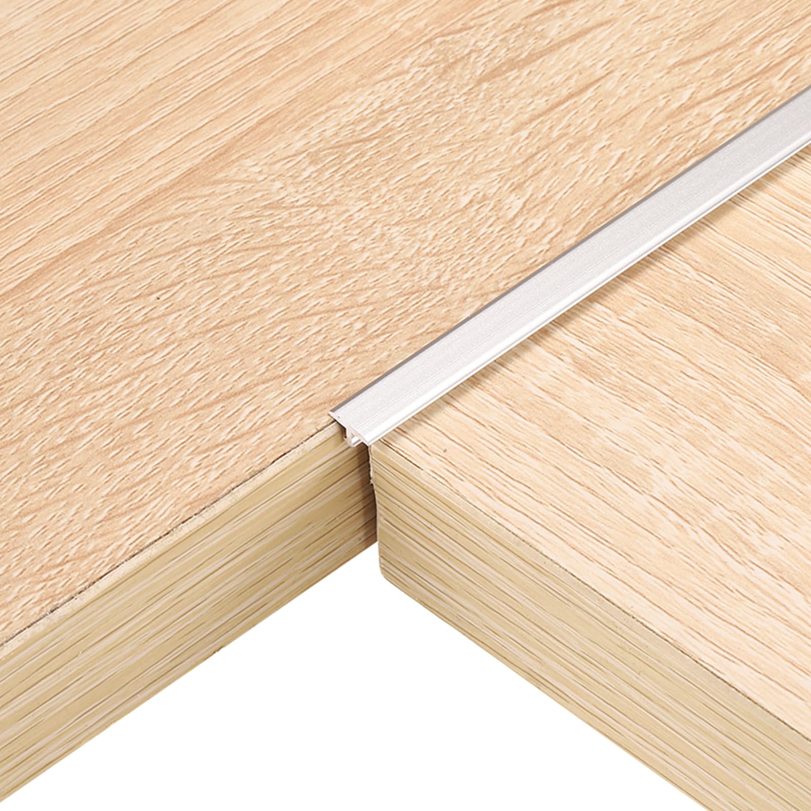 sourcing map 2Pcs 2.9ft x 0.31" T Molding Floor Transition Strips, Aluminium Alloy Vinyl Flooring Gap Trim for Joining Laminate Planks Tiles Floor Gaps, Silver โ image 1