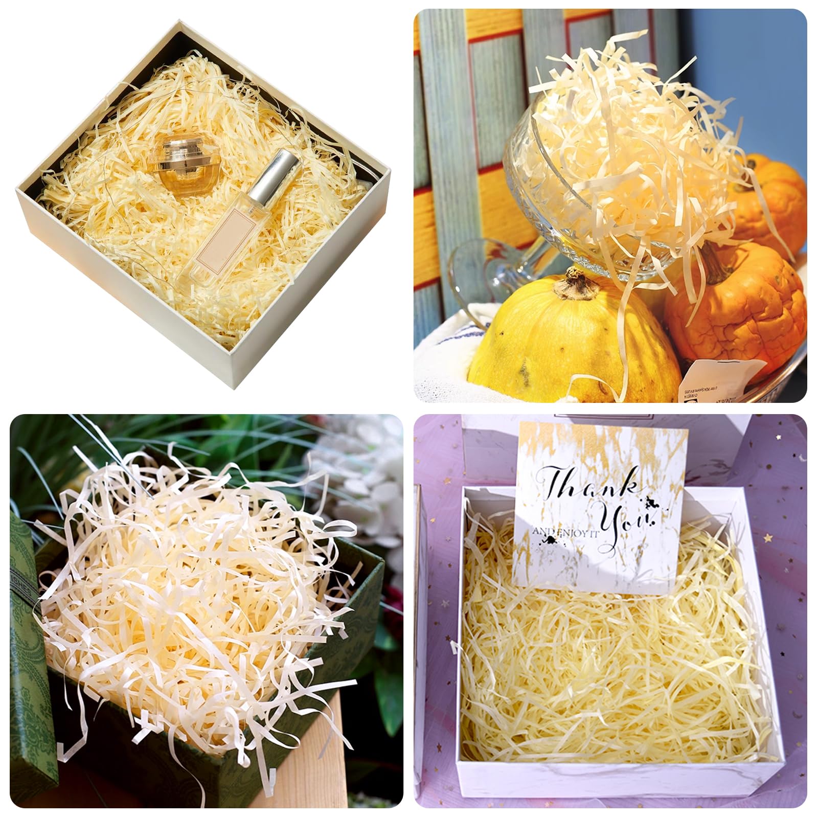 1000 g de matériau de remplissage pour cadeau, papier déchiqueté pour boîte cadeau, bricolage, décoration, raphia, papier de soie déchiqueté, remplissage pour paquets de 1 kg (champagne)