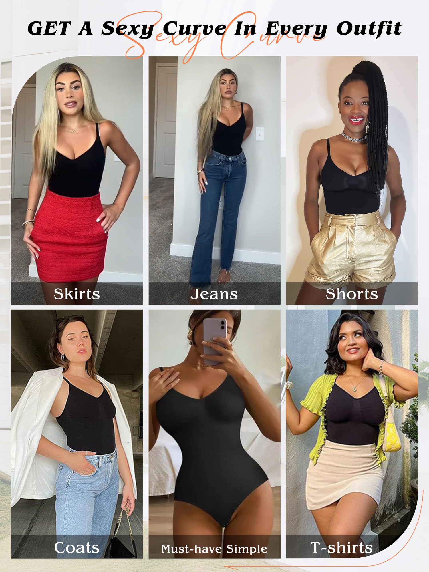 Atbuty Body de muslo medio, moldeador de cuerpo completo, torso corto para mujer, control de abdomen, esculpido sin costuras, moldeador de cuerpo pequeño