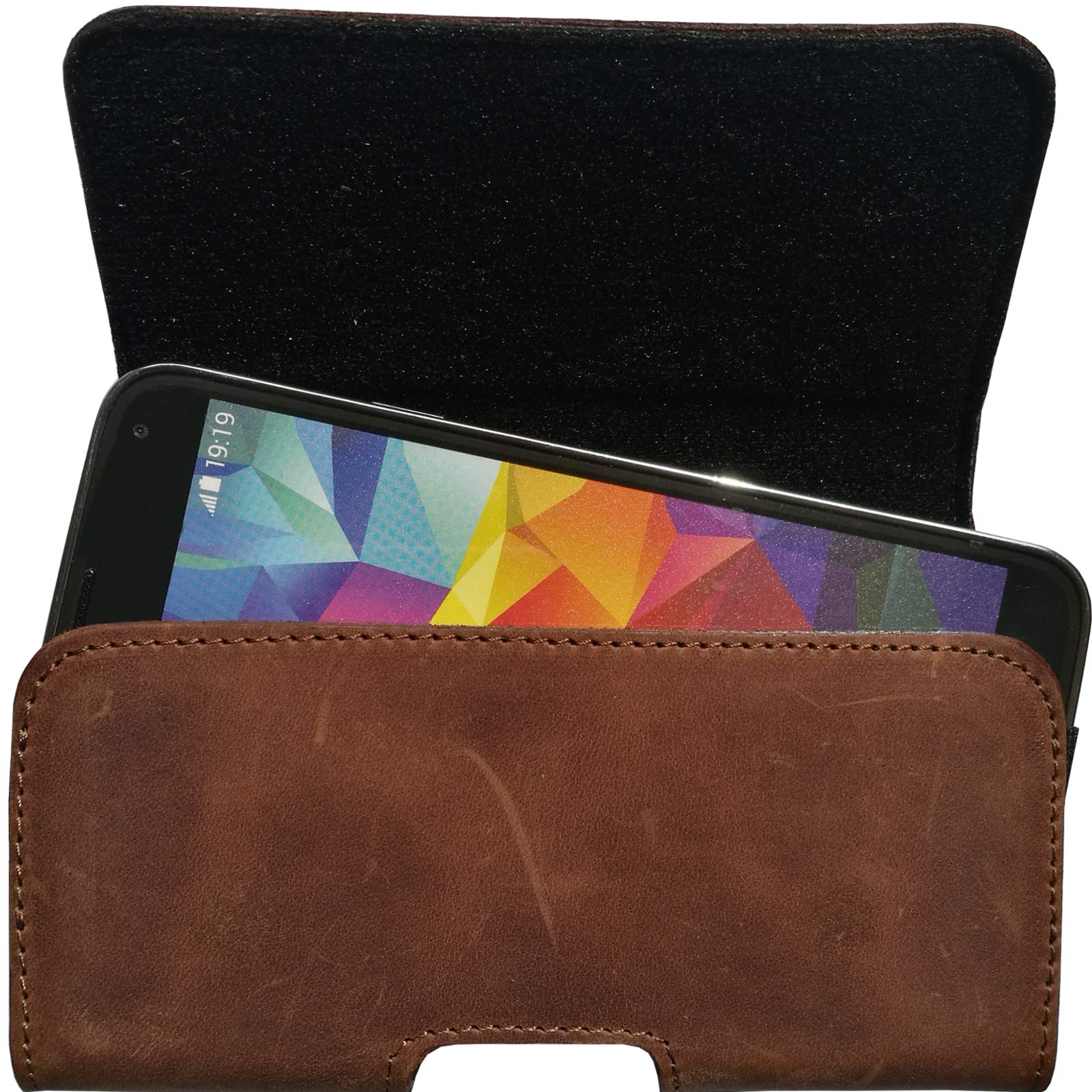 Etui na pasek z prawdziwej skóry pasuje do Samsung Galaxy A16 A06 A55 A35 A25 A15 A05 A14 A22 A23 A13 A04 S20 S21 S22 S23 S24 Ultra 5G etui ochronne skórzane etui na pasek klips szlufka XL brązowy