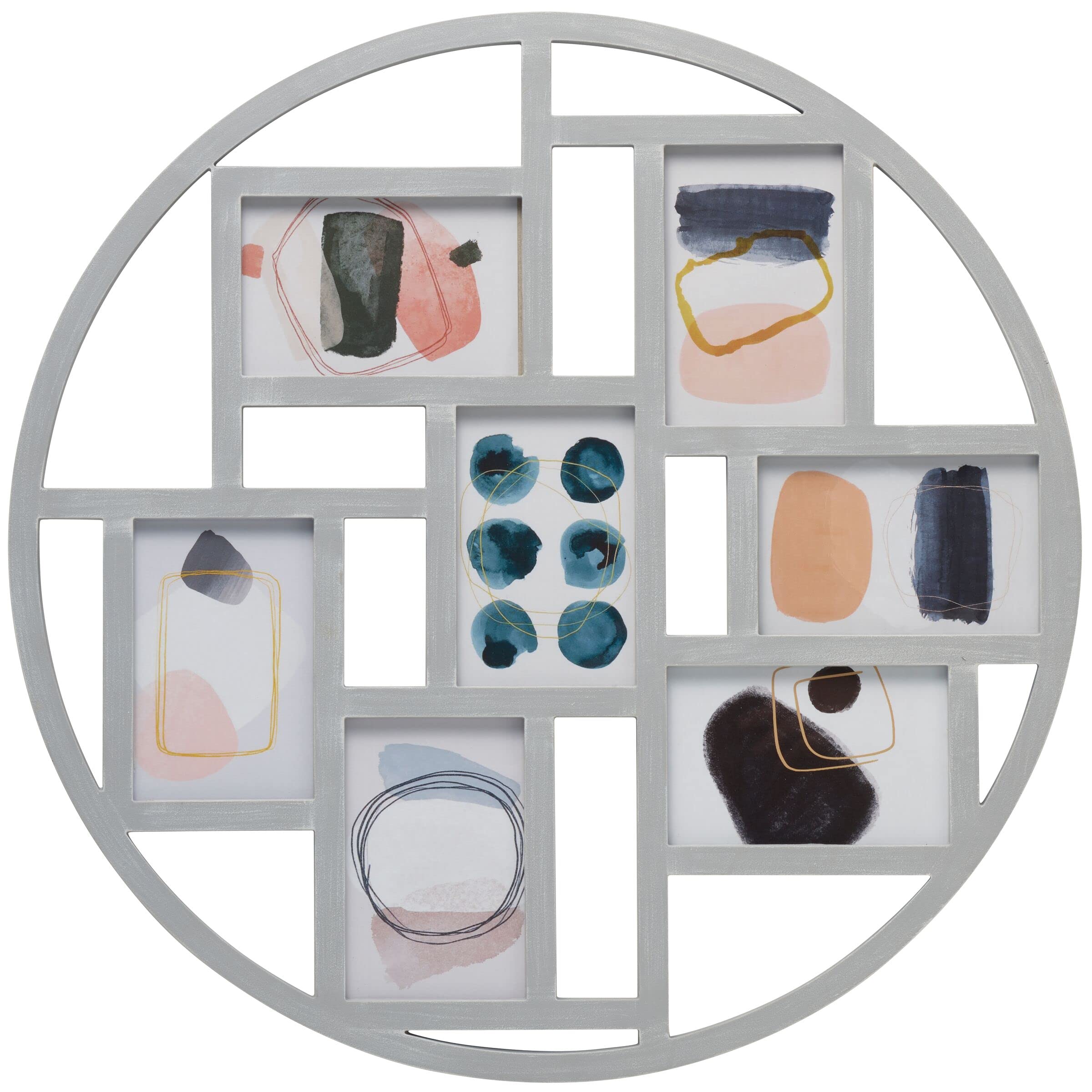 Photo 1 of MELANNCO 7 Opening Collage Frame- Displays Four 6x4 and Three 6x4 Inch Photos, Horizontal or Vertical Display, 22.8x22.8 Inch, Distressed Gray 22.8 inch Modern distressed gray