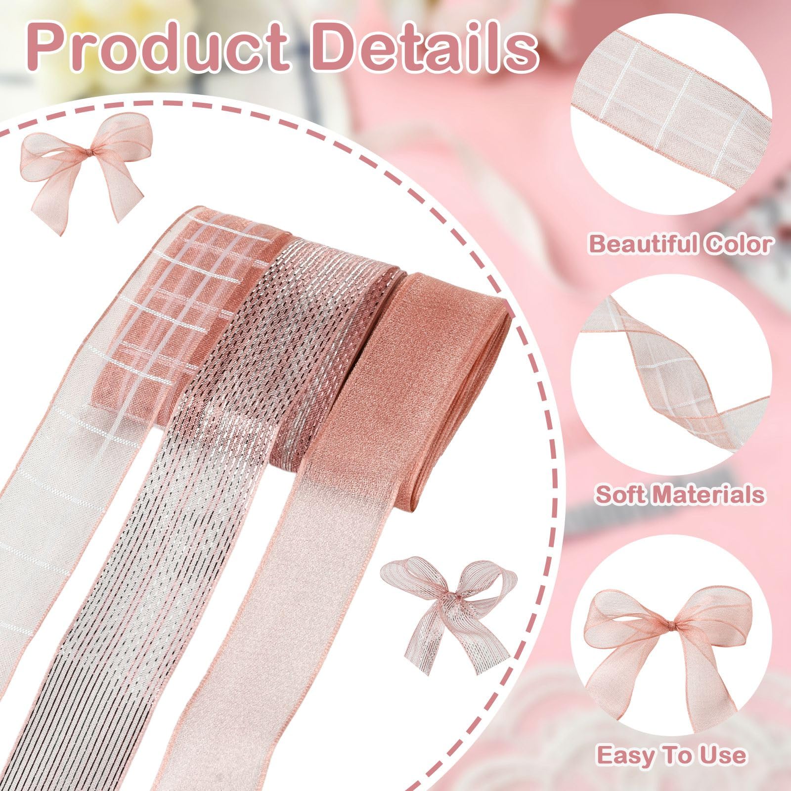 Nastro In Chiffon Blu Reale - 3 Stili, Larghezza 25 Mm, 9 Metri Totali, Per Regali, Matrimoni, Decorazioni Fai-da-te