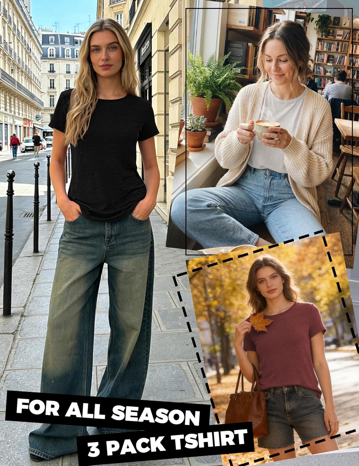 Zeagoo Womens 3 Pack Tshirts for Women Short Sleeve Shirt Crewneck Basic Tee Summer Tops Lightweight Plain Workout Clothes - Image 4