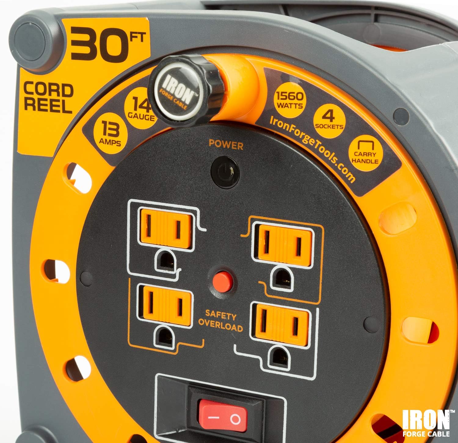 🔥 Hot Deals 30 Ft Extension Cord Reel with 4 Electrical Power Outlets - 14/3 SJTW Heavy Duty Orange Cable
