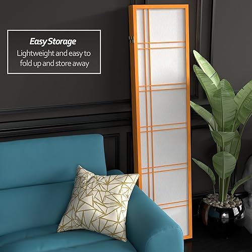 Miniatura 6 de Oriental Furniture - Pantalla Shoji de doble cruz de 6 pies de alto, color miel, 4 paneles