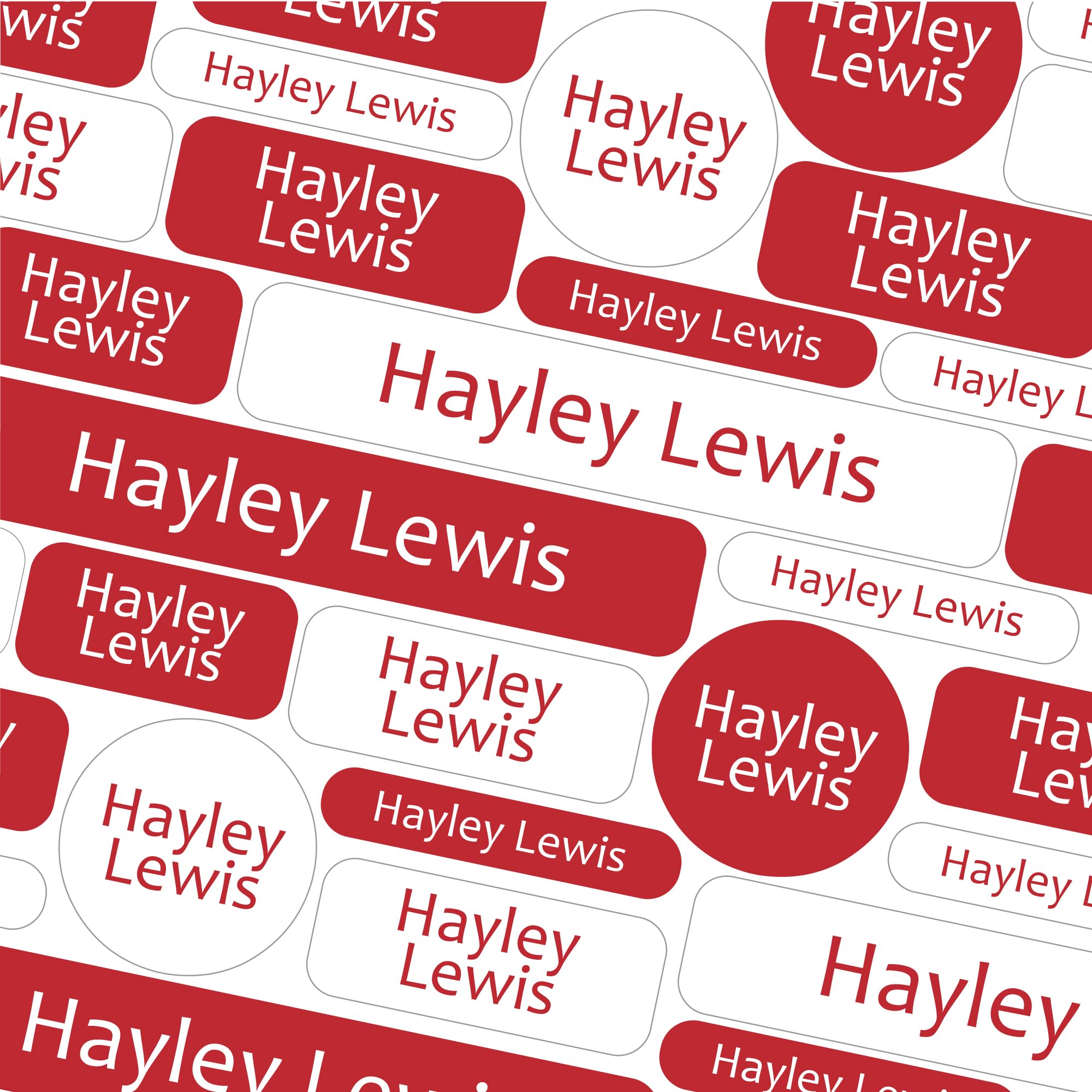 123 Name Labels for Care Homes No Iron Name Tags for Residential Care Hospital Name Stickers for Adults for Clothing, Pill Boxes, Mobility Aids, Slippers, Washable and Dishwasher Safe (Red)