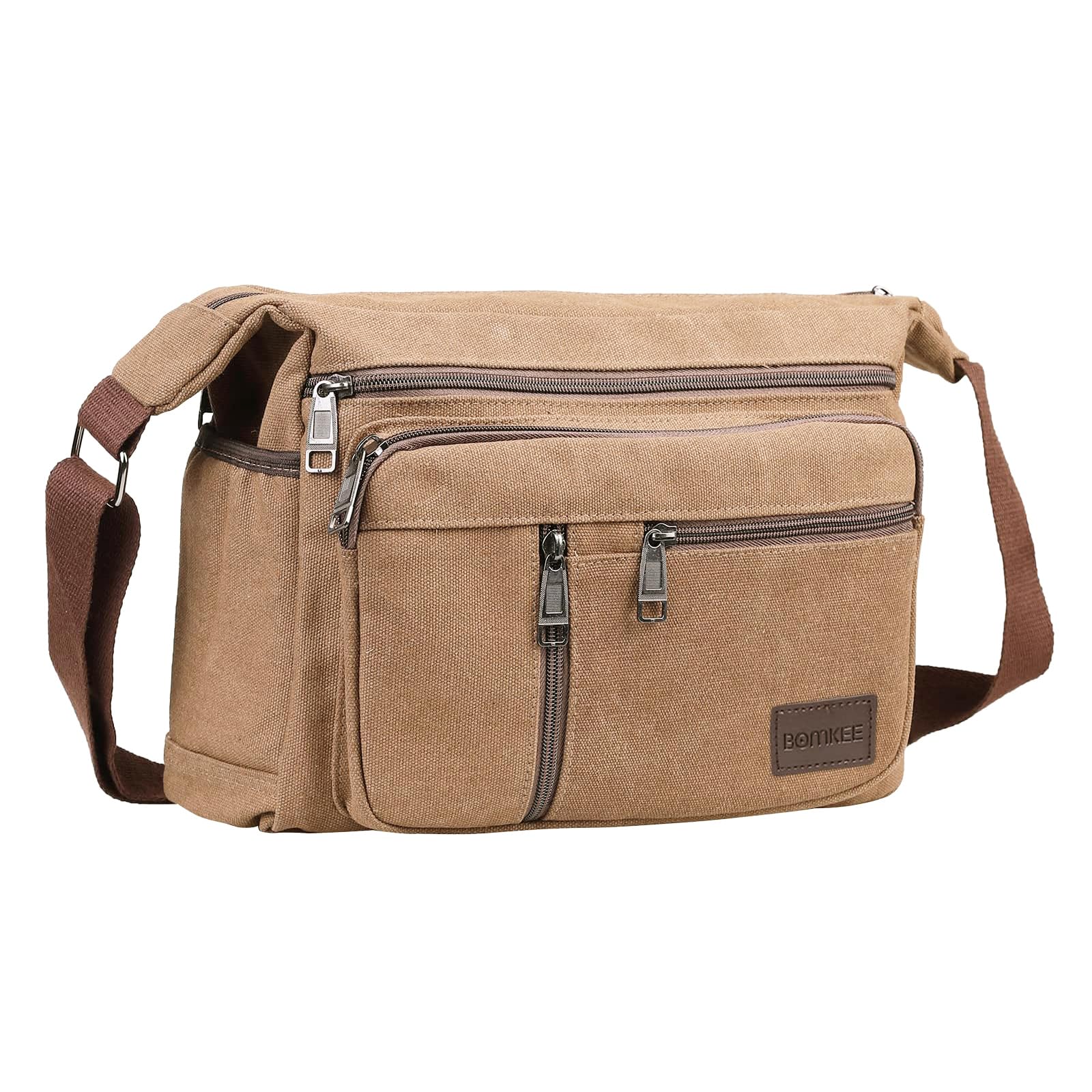 Messenger Bags for Men, Water Resistant Canvas Crossbody Bag, Shoulder Sling Working Bag, Women Multi Pocket Casual Travel Bag for Shopping School Fishing Camping Hiking Daily Use