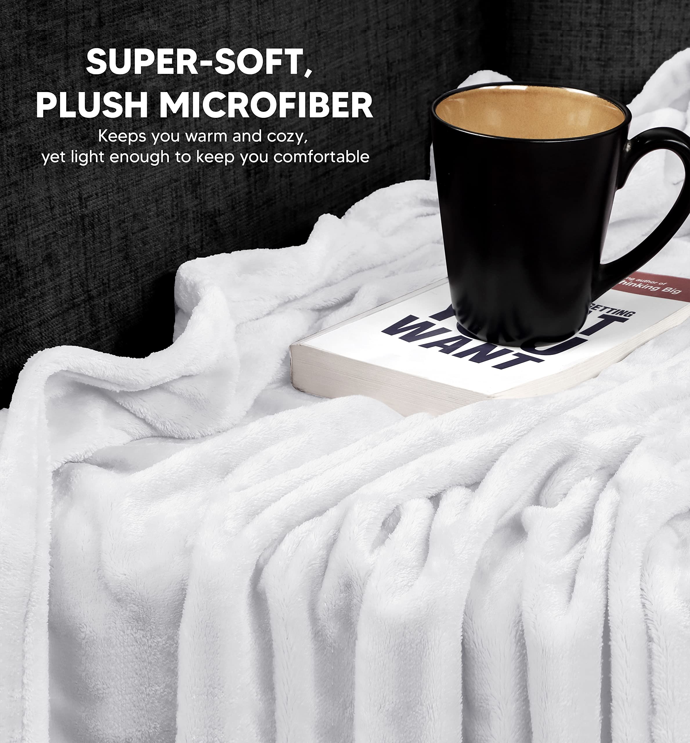 Utopia Bedding Fleece Blanket King Size White Lightweight Fuzzy Soft Anti-Static Microfiber Bed Blanket (90x102 Inches)