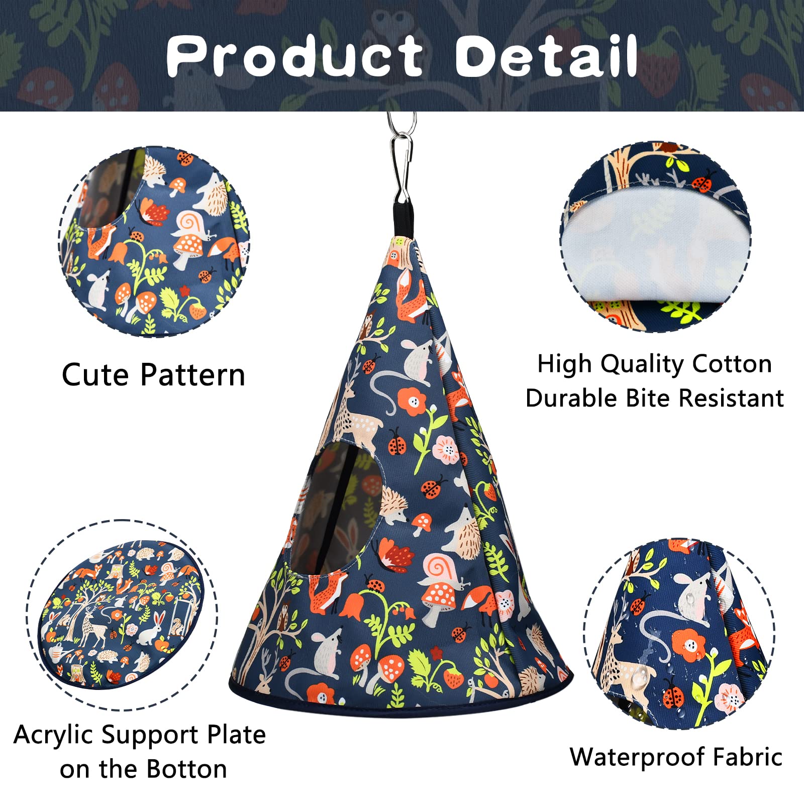 Cama de nido de pájaros para todas las estaciones, hamaca colgante para pájaros, cama para dormir, loro, cama escondite, tela de poliéster, lavable para periquitos, cacatúas, periquitos, periquitos,