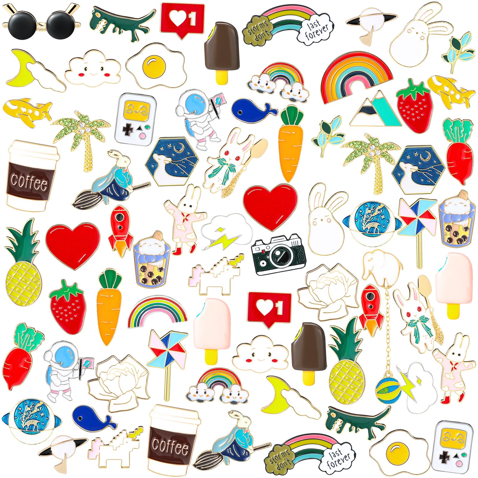 Sasylvia100 Pcs Enamel Pins Bulk for Backpacks Cute Mixed Cartoon Fun Brooch Enamel Pins Easter Button for Backpacks Anime Lapel Badges Jewelry Bulk Set for Bags Hat Decoration Gifts