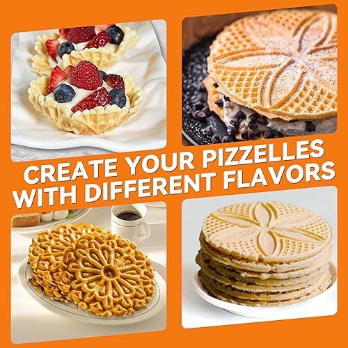 Miniatura 5 de Baker's Friend Multi Pizzelle Maker Eléctrico, plancha Stroopwafel, 4 x 4.5 pulgadas, máquina para hacer galletas con control de temperatura, ideal