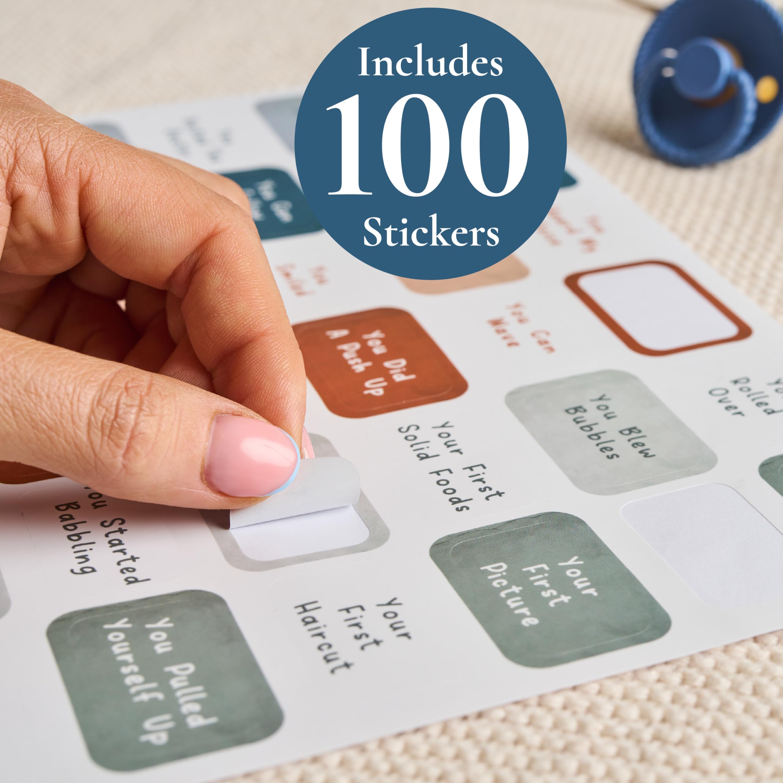 Erinnerungsbuch für das erste Jahr & 1. Jahreskalender mit 100 Aufklebern | Baby erstes Jahr Kalender mit Aufklebern & Kalender für das 1. Jahr, Baby Tracker