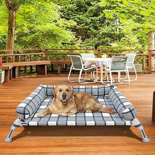 Miniatura 7 de Cama elevada para perro  Cama elevada para perros con refuerzo, portátil, lavable, con marco de metal, hamaca para perros para interiores y