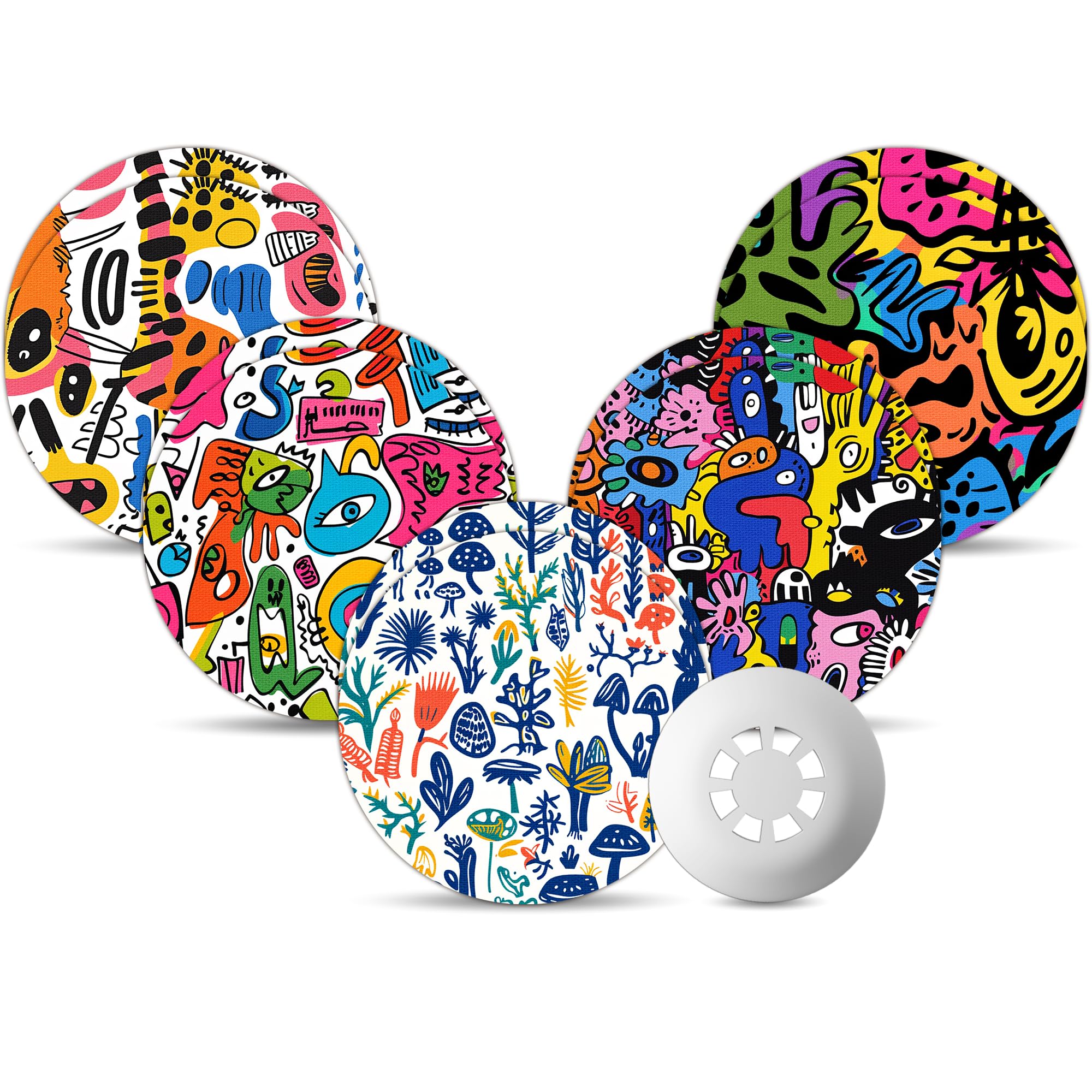 Amolyfe Libre 3 Plus Sensor Covers Waterproof, 10 Pack Freestyle Libre 3 Covers, Bump-Proof with Hard Cap, Breathable Latex Free Glucose Sensor CGM Adhesive Patches, 14-Day CGM Protection (Graffiti)