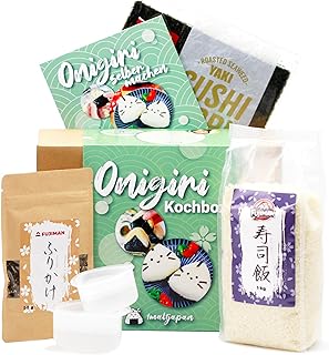 Onigiri Kochset für japanische Reisdreiecke – für 18 Reisbällchen, 5-teilige DIY Onigiri Box, inkl. 3 Rezeptideen, vegan, Geschenkidee für Anime Fan