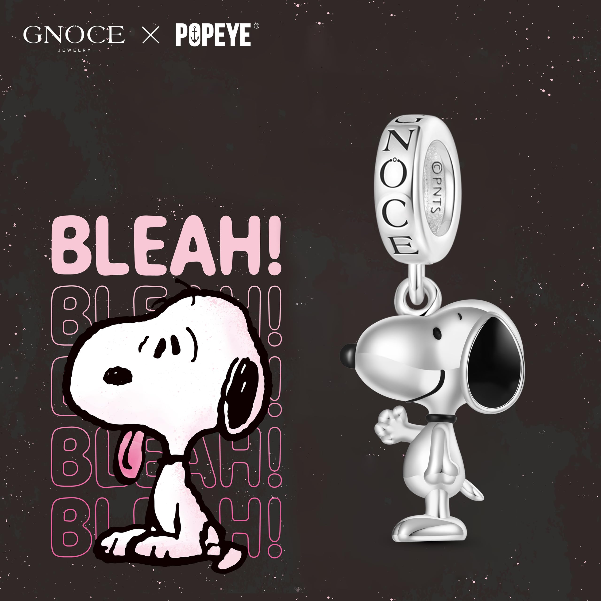 GNOCE Charm Anhänger Peanuts Stehender Snoopy Anhänger 925 Sterlingsilber Beads Charms für Frauen und Mädchen Schmuckgeschenk für Fans