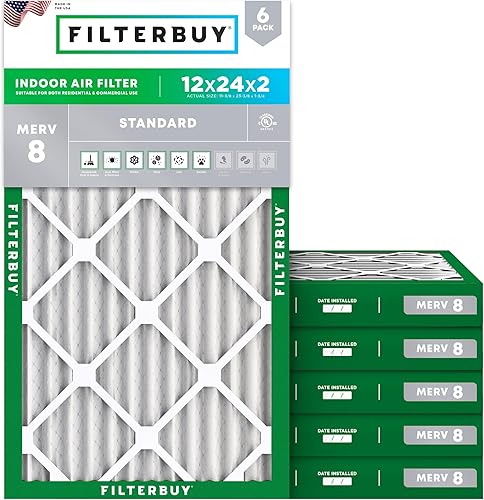 Vista 119 de Filterbuy - Filtro de aire MERV 8 de 17 x 25 x 1 pulgadas, protección contra el polvo (paquete de 6), filtros de aire de repuesto plisados